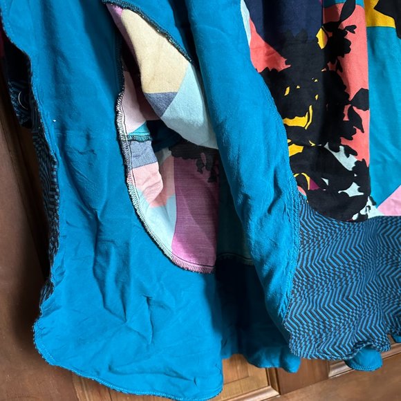 MAEVE for ANTHROPOLOGIE Gillian multicolored long sleeve dress XS teal patchwork - Picture 9 of 13